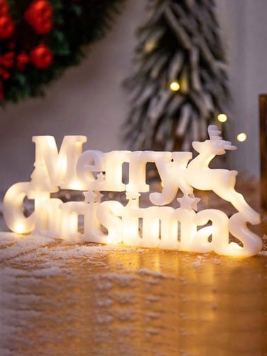 1pc Merry Christmas Decorative Sign, Christmas Tree Hanging Lighting Decor