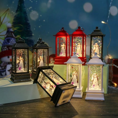 1pc Christmas Decoration Lighting Ornaments Santa Claus & Christmas Tree Scene Figurine Desk Decor Gift