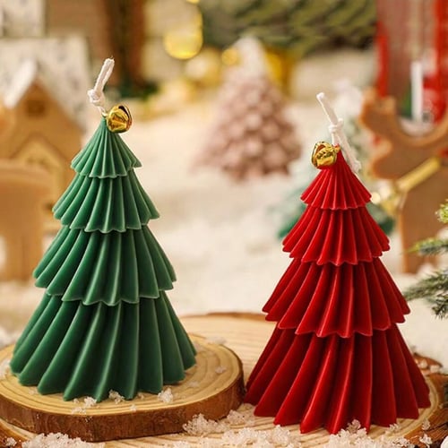 Green/Red Christmas Tree Shaped Candle