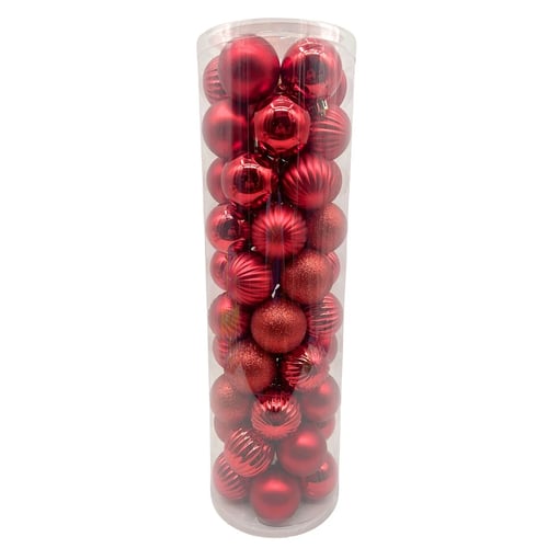 50-Count Red Mix Shatterproof Ornaments