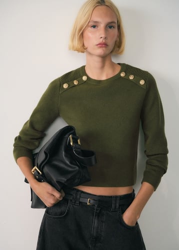 Sweater with jewel buttons