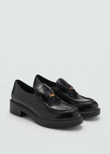 Leather loafers with metallic detail