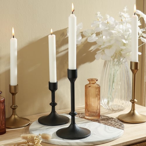 Better Homes & Garden 7.8" Decorative Black Cast Iron Taper Candle Holder, Large