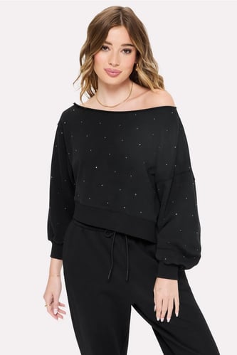 Bling Thing Off-The-Shoulder Sweatshirt