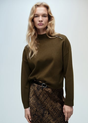 Perkins-neck sweater with zip