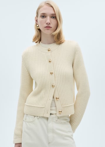 Knitted cardigan with jewel button