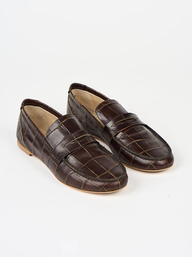 The Penny Loafer in Deep Brown Croc