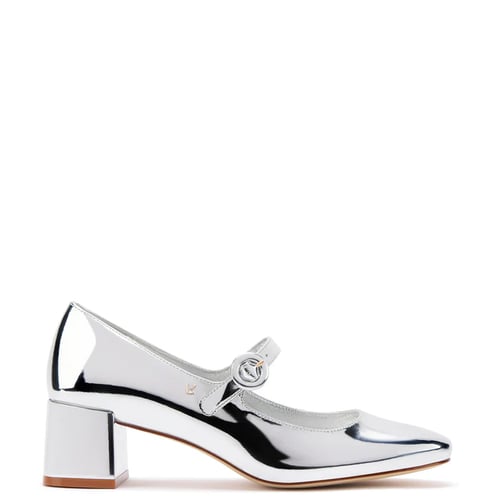 Larroudé Blair Block Pump In Silver Specchio