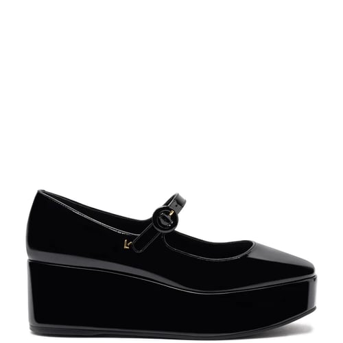 Larroudé Blair Flatform In Black Patent Leather