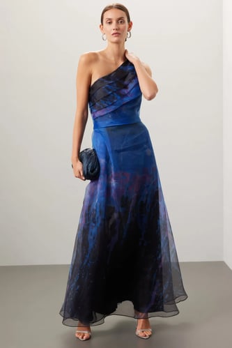 Rene Ruiz Collection Blue Organza Gown