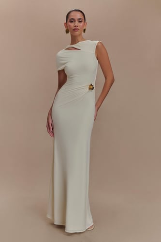 Slinky Maxi Dress With Hardware - Ivory