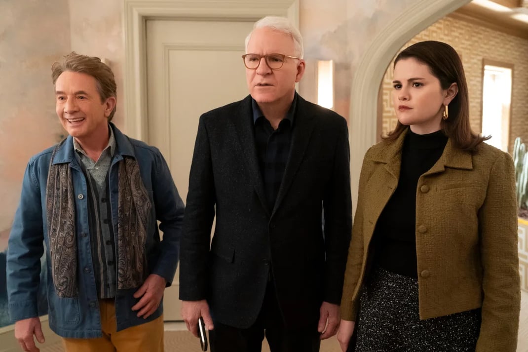 Martin Short, Steve Martin and Selena Gomez in Only Murders in the Building.