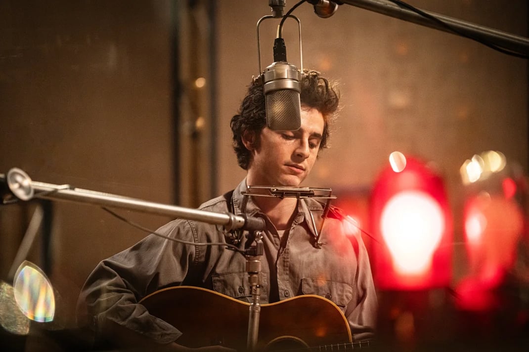 Timothée Chalamet in A Complete Unknown. Macall PolayCourtesy of Searchlight Pictures