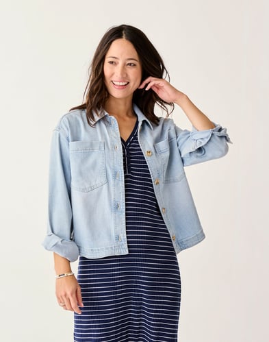 Flora Denim Shacket Relaxed Shirt Jacket