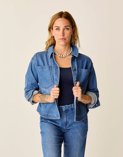 Flora Denim Shacket Relaxed Shirt Jacket