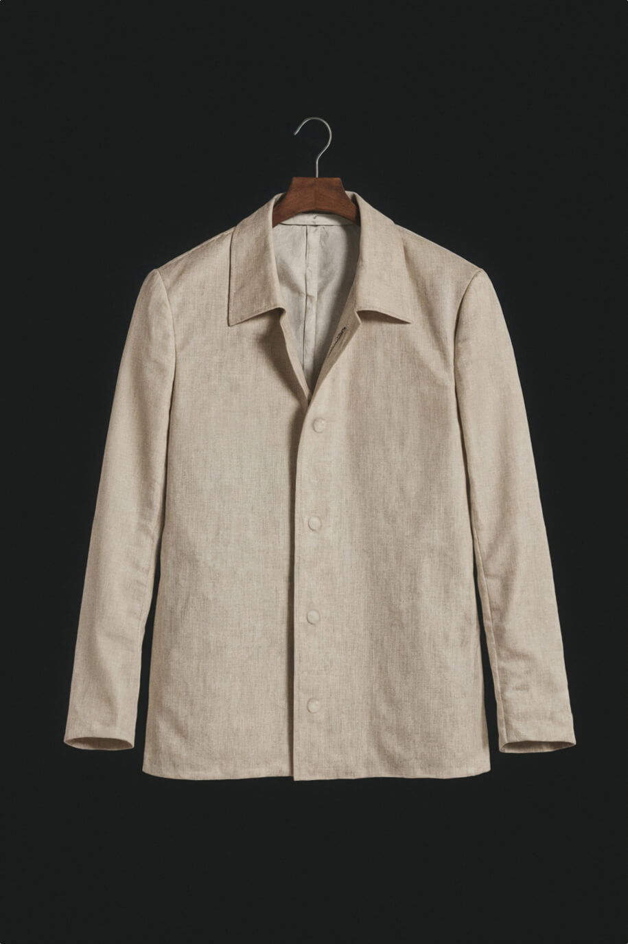 Beige unlined linen shawl with collar PVP 259 € Hockerty