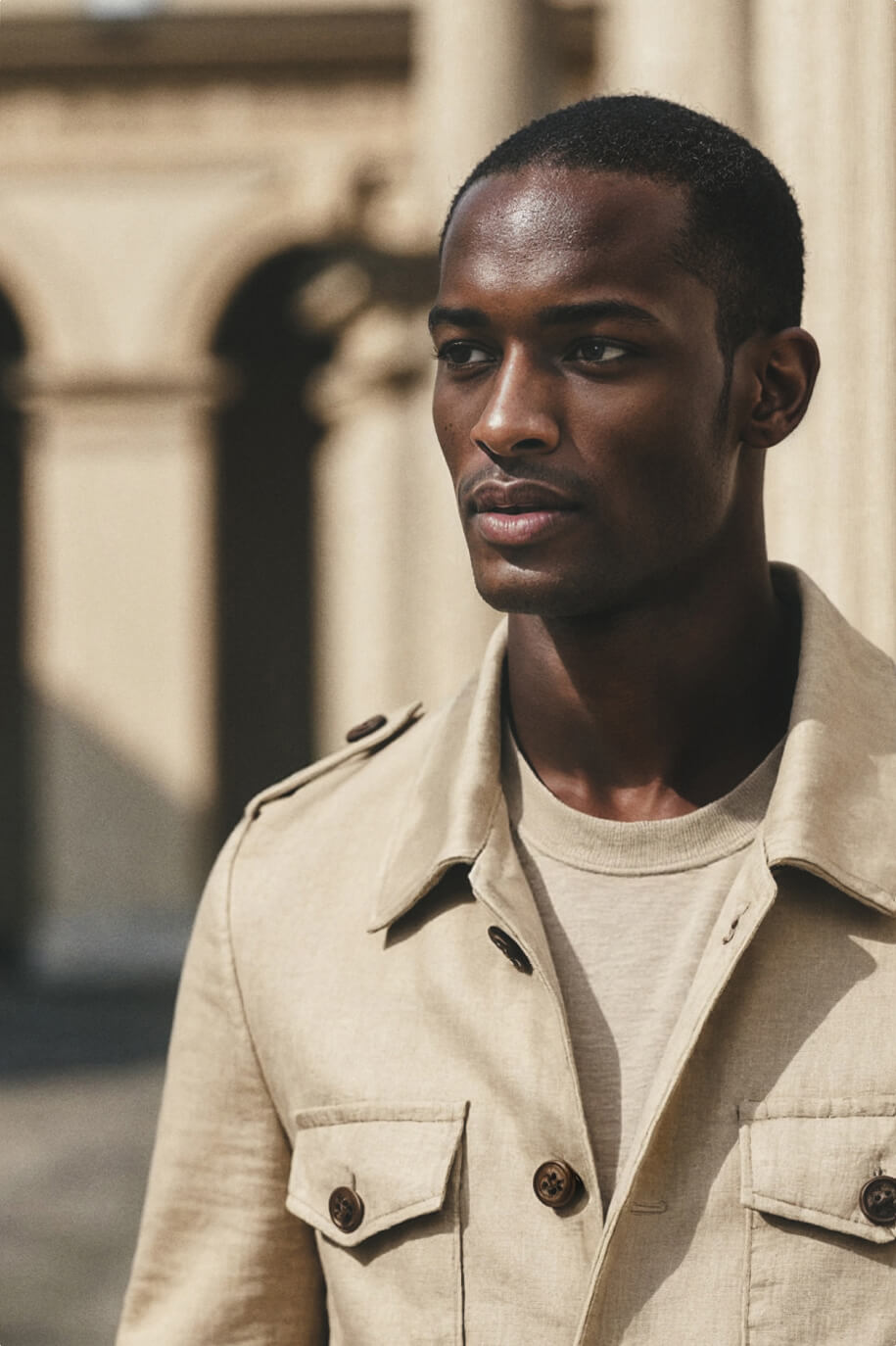 Men's lightweight beige belted jacket PVP 259 € Hockerty