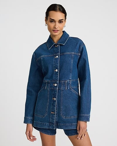 Dark Wash Peplum Denim Jacket