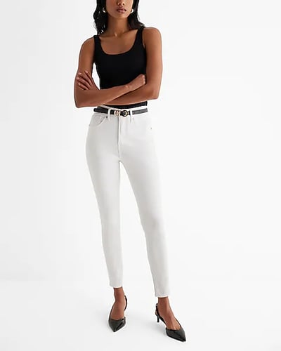 High Waisted White Supersoft Skinny Jeans