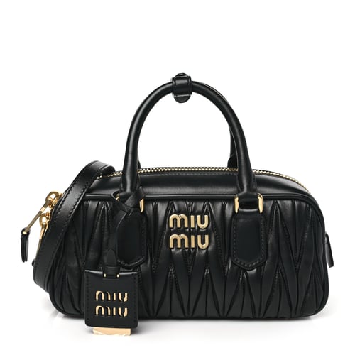 Miu Miu Nappa Matelasse Regular Arcadie Top Handle Bag Black