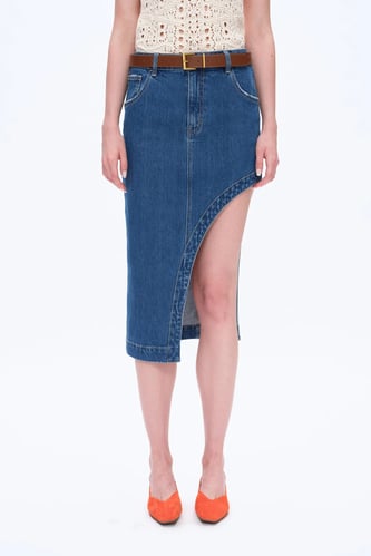 Tara Mid Rise Slanted Skirt