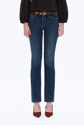 Mid Rise Slim Straight Denim Jeans