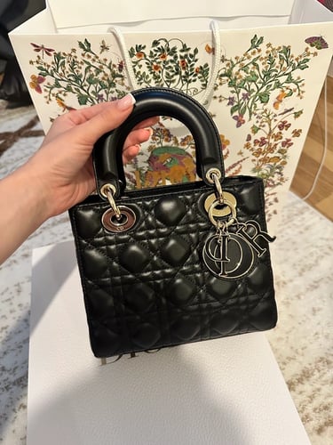Christian Dior Black Small My ABCDior Lady Dior Bag With Gold Hardware