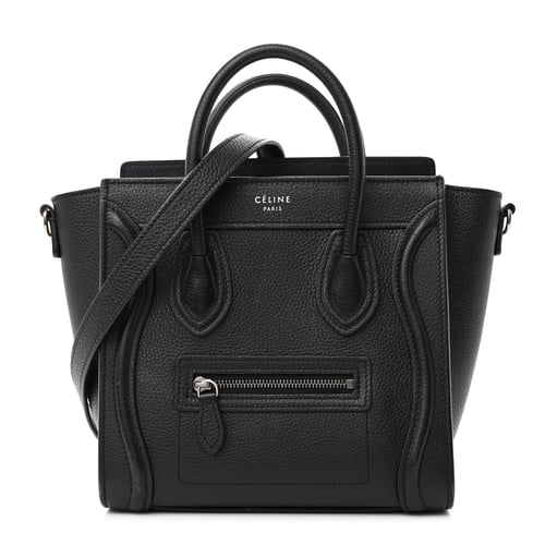 Celine Drummed Calfskin Nano Luggage Black