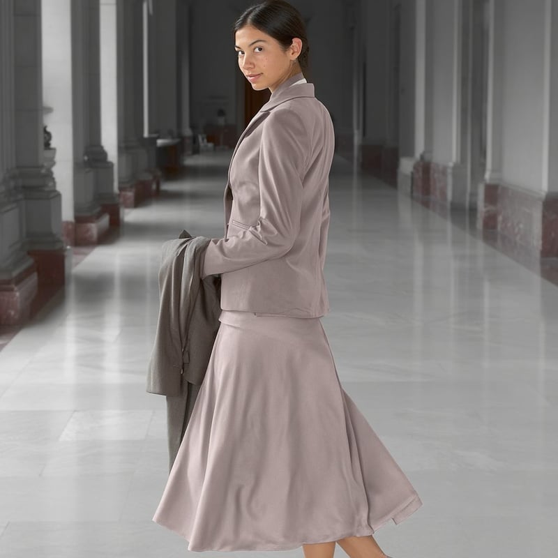 hockerty_A_woman_in_a_long_skirt_suit_walks_along_a_wide_hall_edae931c-c635-4d14-bc11-941783d702db_0