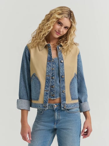 Mixed-Media-Jacke für Frauen
