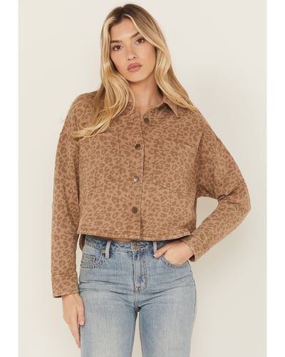 White Crow Damen Leopard Print Button-Down Jacke