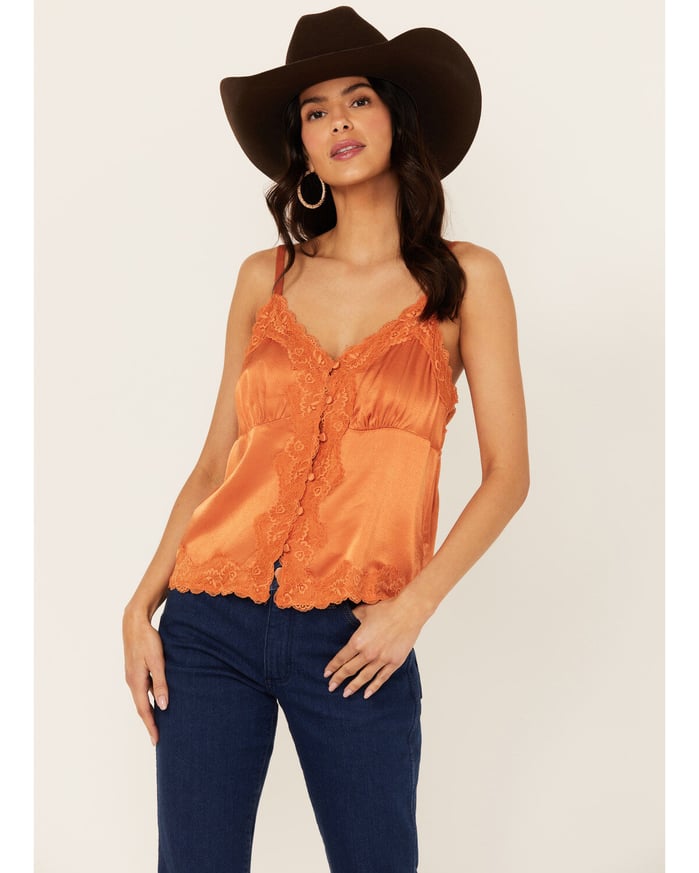 Lace Trim Satin Cami