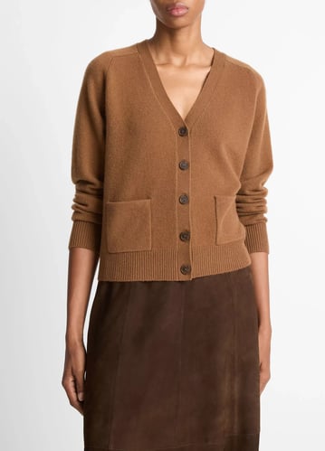 Wool & Cashmere-Blend Pocket V-Neck Cardigan