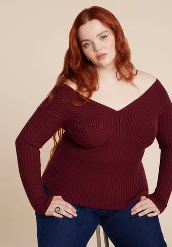 Bust-Stitch Off The Shoulder Sweater