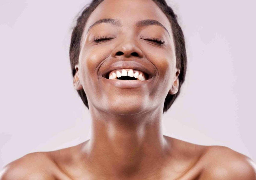 model smiling
