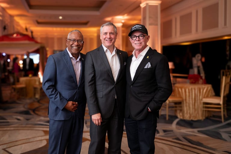 1. President and CEO of Make-A-Wish® Southern Florida Norman Wedderburn, Gala Host & InterContinental® Miami General Manager Glenn Sampert, and Gala Chair & Chairman Emeritus of Make-A-Wish® Southern Florida Sharee