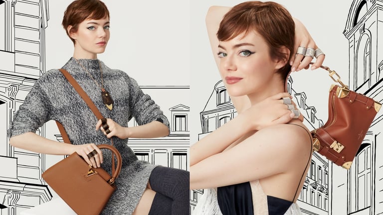 Emma Stone est l'égérie de la campagne de sacs à main automne-hiver 2025 de Louis Vuitton.