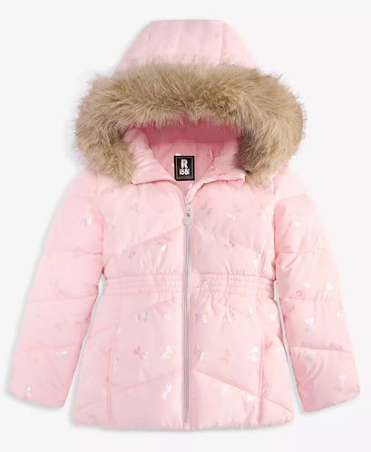 S Rothschild & CO Toddler and Little Girls Foil Quilt Puffer coat