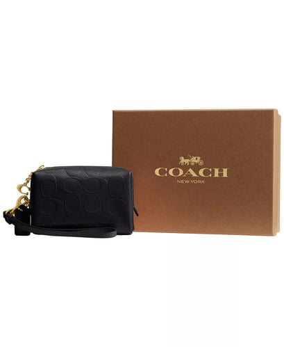 COACH Boxed Essential Mini Patent Signature Cosmetic Pouch