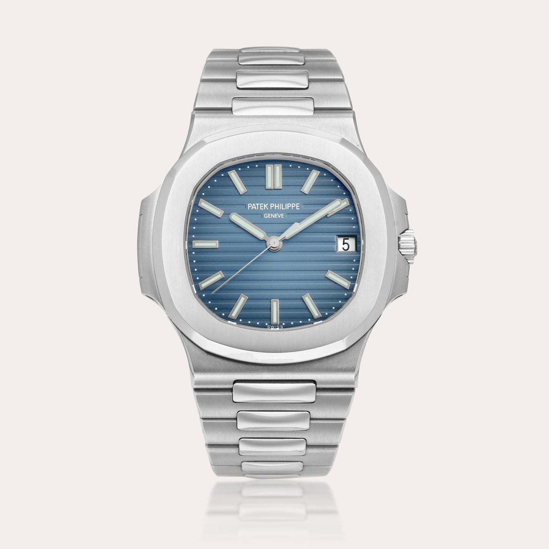 Patek Philippe, Nautilus, A stainless steel wristwatch with date and bracelet, estimate $80,000-120,000