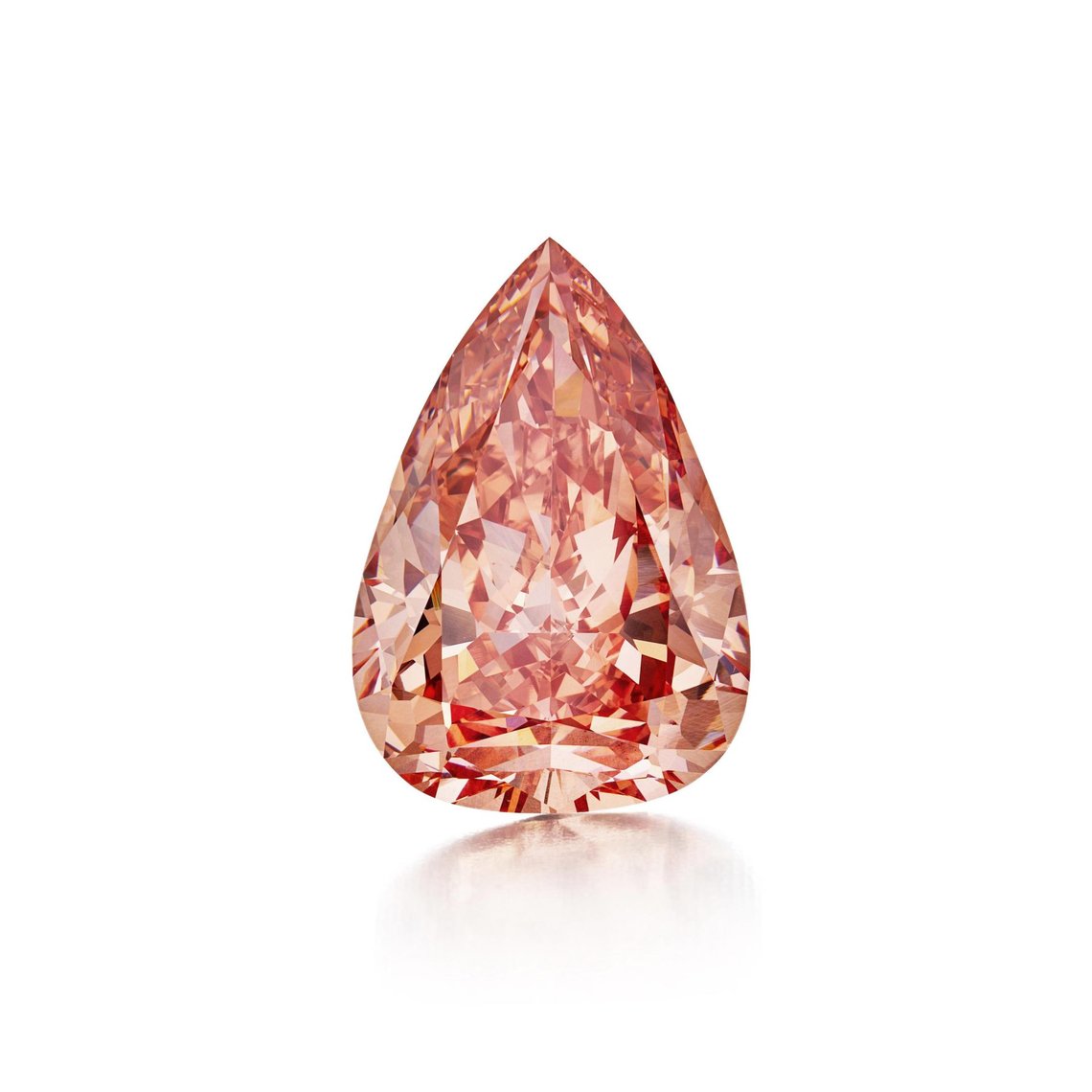 The Desert Rose, A pearl-shaped Fancy Vivid Orangy Pink diamond, estimate $5-7m