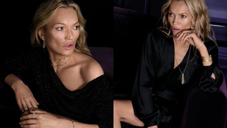 Kate Moss Radiates Retro Glam in Messika Festive 2025 Campaign
