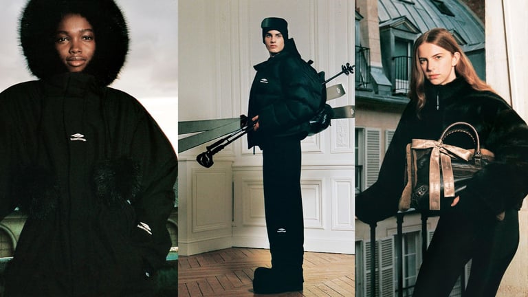 Balenciaga präsentiert luxuriöse Pelz-Skibekleidung und City-Rodeo-Taschen für Winter 2025