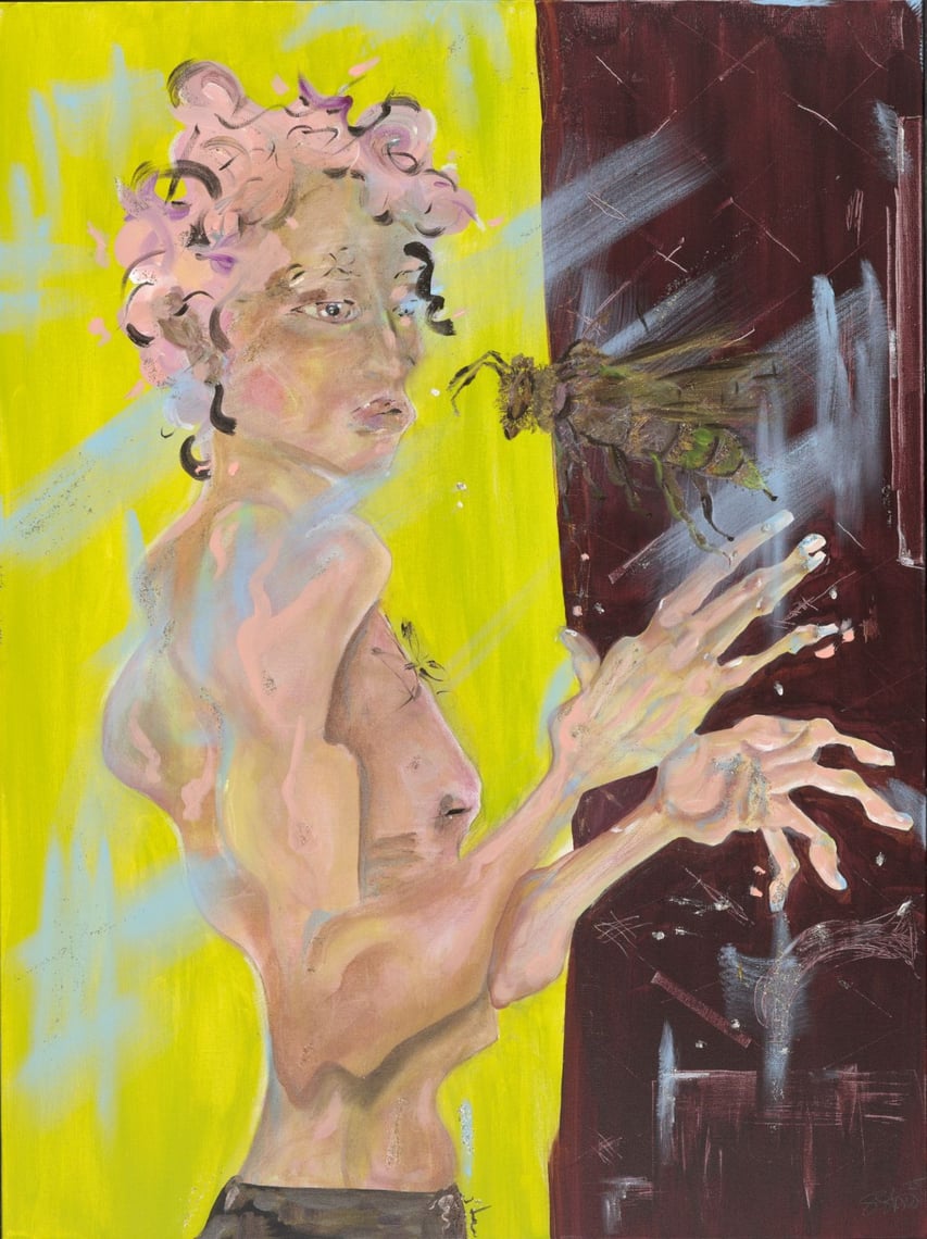 04-21-2016, by Sharon Stone, 2025 (4 feet x 3 feet) acrylic on canvas