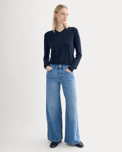 Paneled Wide-Leg Jean