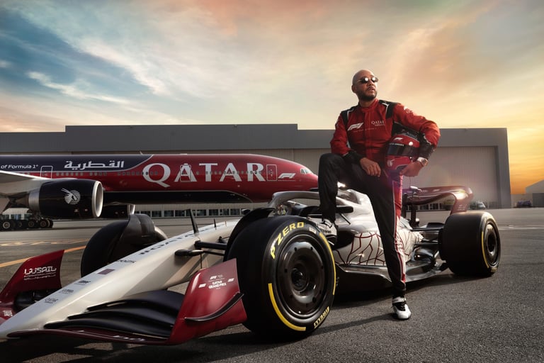 Qatar Airways Debuts Swizz Beatz–Designed F1 Aircraft With Flypast at the Qatar Grand Prix