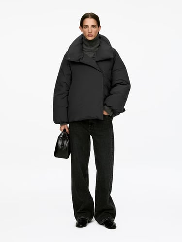 Upcycled Down High-Collar Jacket