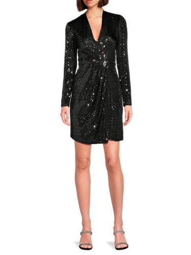 Nicole Miller Sequin Surplice Neckline Mini Dress