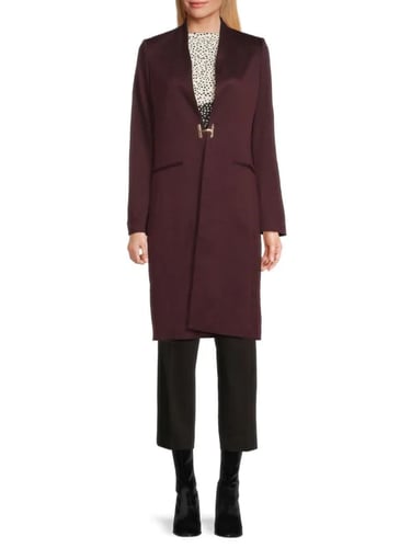 Halston Collarless Longline Coat