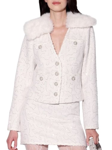 Walter Baker Hellen Sequin-Embellished Faux-Fur Jacket